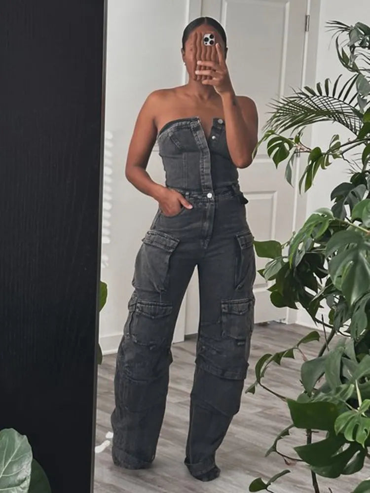 Not so Basic Denim Cargo Jumpsuit