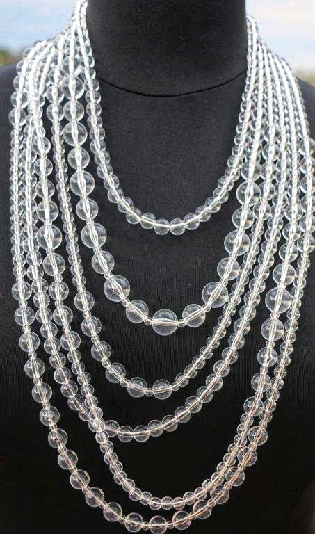 Clear Beaded Layered Statement Necklace