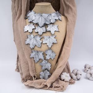 Handmade Polymer Silver Leaf Statement Necklace
